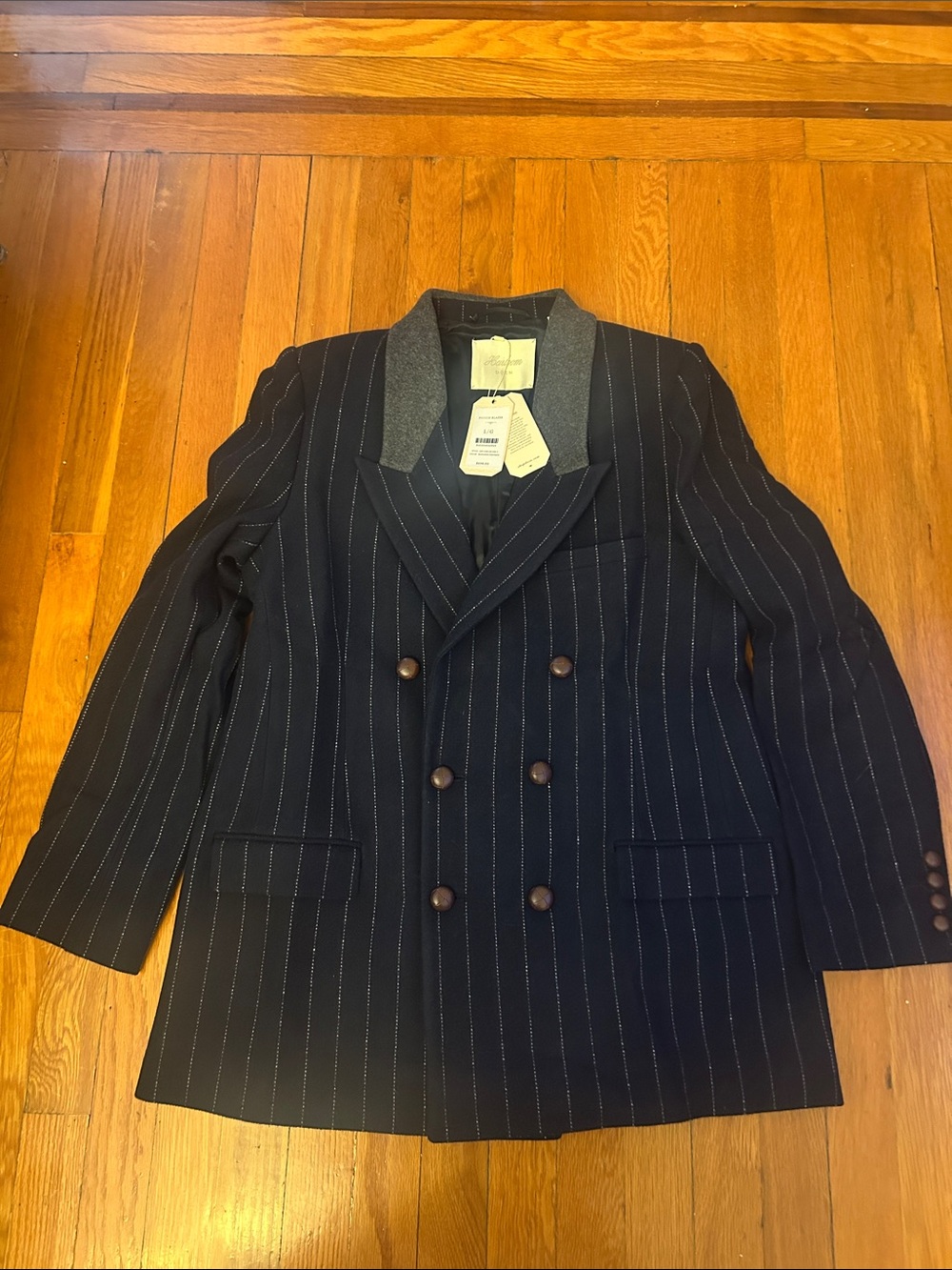 NWT doen heirloom ducci blazer wool navy Marianne pinstripe large - Picture 2 of 11